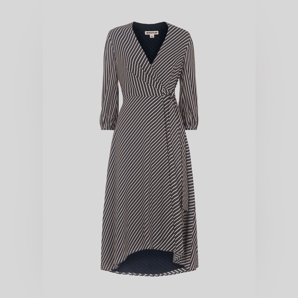Whistles Callie Striped Wrap Dress Size 4